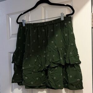 Dark Green Madewell Tiered Ruffle Skirt sz L